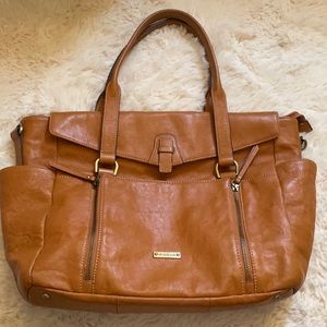 Storksak brown leather baby bag